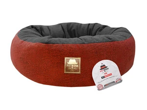 Petboss Çift Taraflı Simit Kedi Köpek Yatağı Antrasit Kırmızı 50 Cm