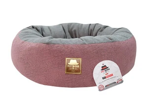 Petboss Çift Taraflı Simit Kedi Köpek Yatağı Pembe Gri 50 Cm