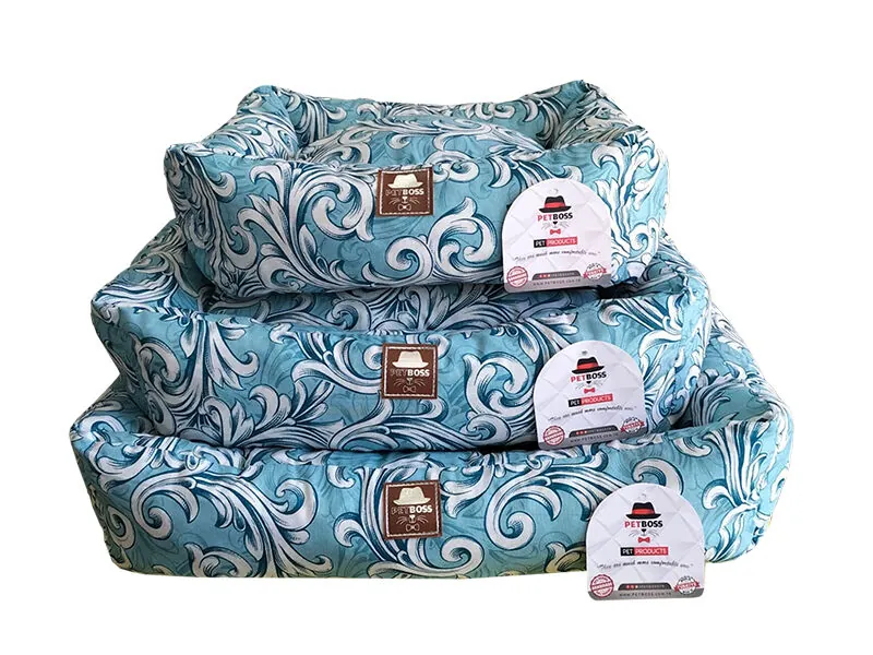 Petboss Açık Mavi Çiçek Desenli Kedi Köpek Yatağı Medium - 2