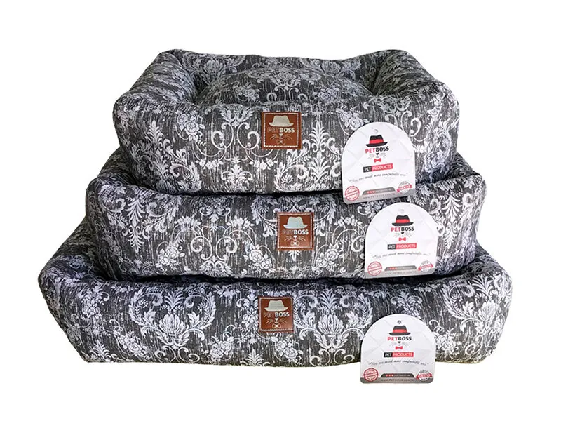 Petboss Siyah Beyaz Çiçek Desenli Kedi Köpek Yatağı  Medium - 2