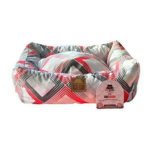 Petboss Kırmızı Gri Siyah Baklava Desenli Kedi Köpek Yatağı Large