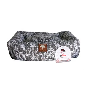 Petboss Siyah Beyaz Çiçek Desenli Kedi Köpek Yatağı  Large