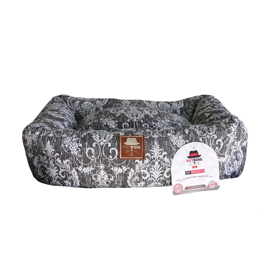 Petboss Siyah Beyaz Çiçek Desenli Kedi Köpek Yatağı  Large - 1