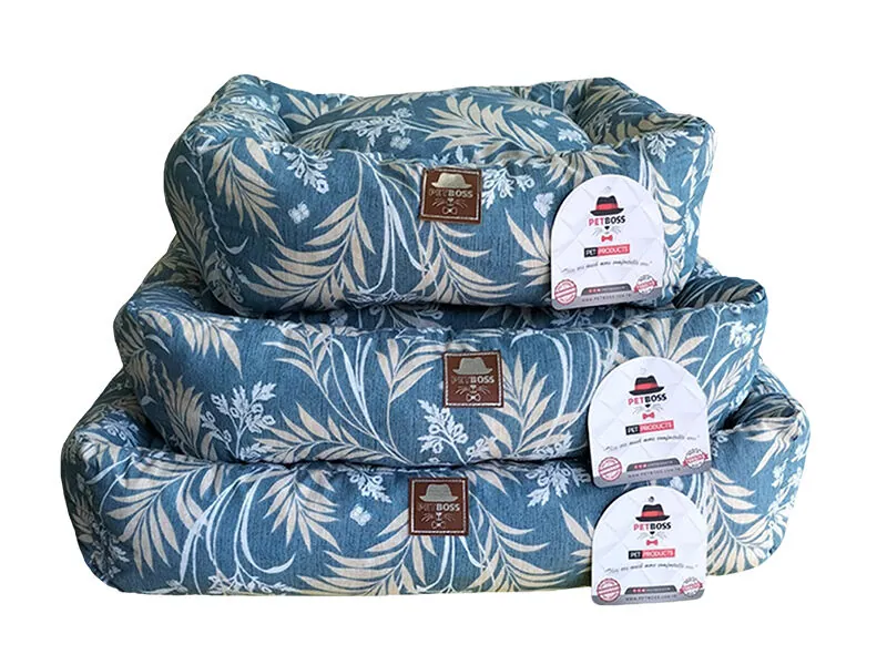 Petboss  Mavi Beyaz Çiçek Desenli Kedi Köpek Yatağı Medium - 2