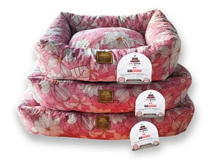 Petboss Pembe Beyaz Çiçek Desenli Kedi Köpek Yatağı Medium - 2