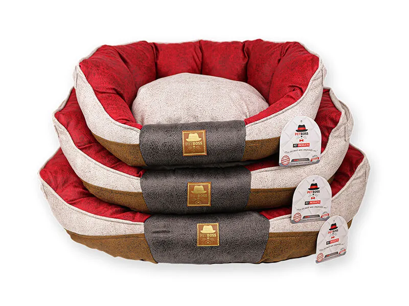 Petboss İstridye Kedi Köpek Yatağı Kırmızı Gri Kahve Medium - 2