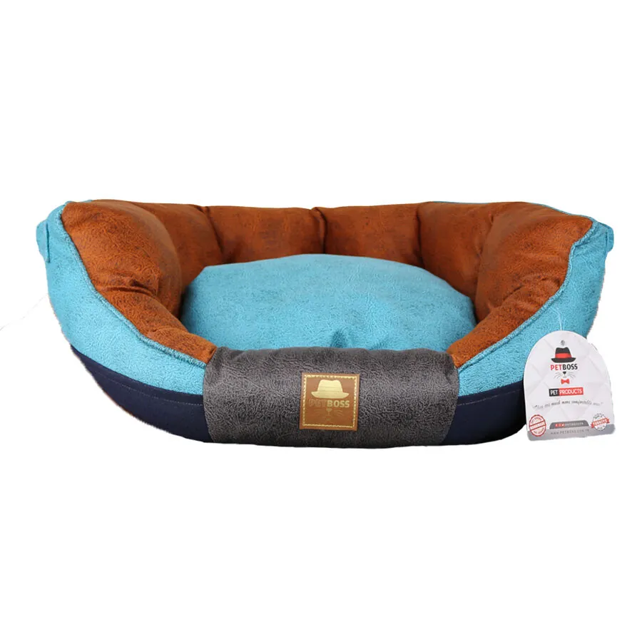 Petboss İstridye Kedi Köpek Yatağı Turkuaz Mavi Kahve Medium - 1