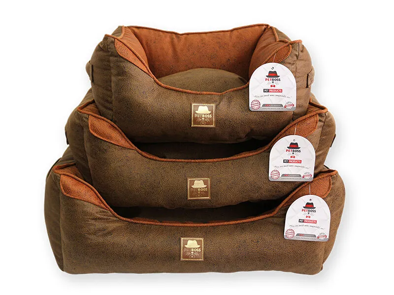 Petboss Kare Kedi Köpek Yatağı Kahve Turuncu Large - 2