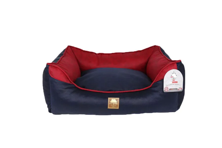 Petboss Kare Kedi Köpek Yatağı Kırmızı Mavi Small - 1