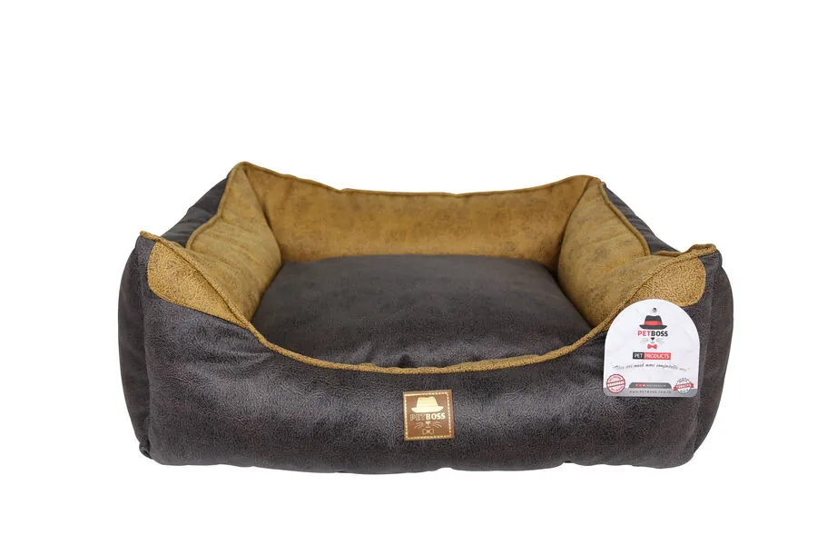 Petboss Kare Kedi Köpek Yatağı Gri Hardal Large - 1