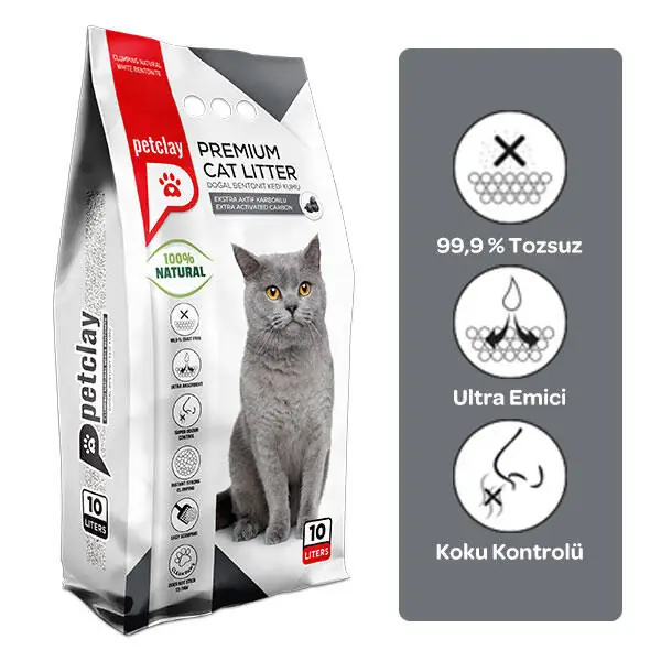 Petclay Aktif Karbonlu İnce Taneli Kedi Kumu 10 LT - 2
