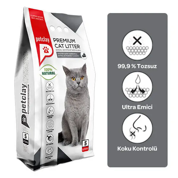Petclay Aktif Karbonlu İnce Taneli Kedi Kumu 5 LT - 2