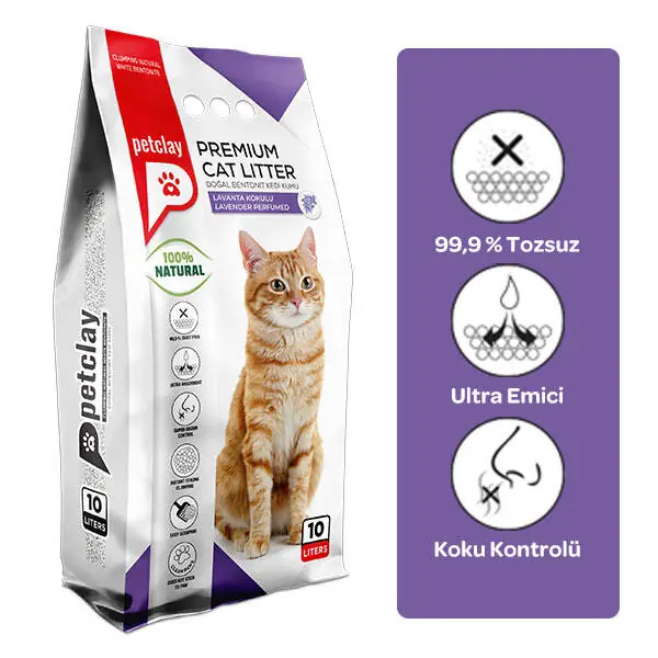 Petclay Lavanta Kokulu İnce Renkli Taneli Kedi Kumu 10 LT - 2