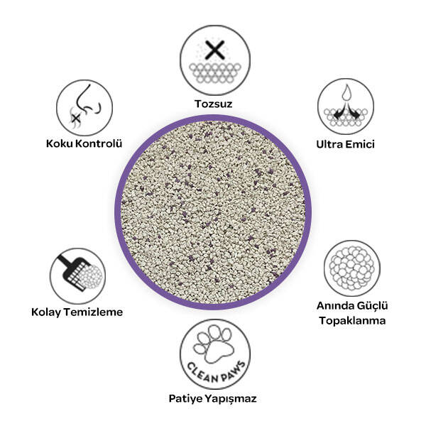 Petclay Lavanta Kokulu İnce Renkli Taneli Kedi Kumu 5 LT - 3