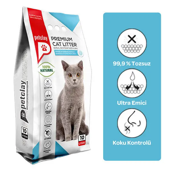 Petclay Marsilya Sabunlu İnce Renkli Taneli Kedi Kumu 10 LT - 2