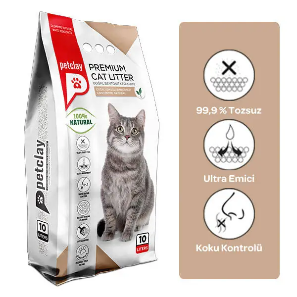 Petclay Naturel Kokusuz İnce Taneli Kedi Kumu 10 LT - 2