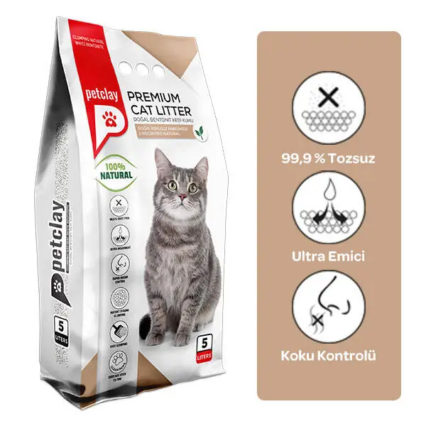 Petclay Naturel Kokusuz İnce Taneli Kedi Kumu 5 LT - 2