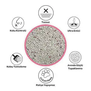 Petclay Pudra Kokulu İnce Renkli Taneli Kedi Kumu 5 LT - 3