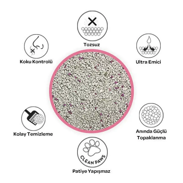 Petclay Pudra Kokulu İnce Renkli Taneli Kedi Kumu 5 LT - 3