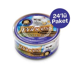 Princess Premium Gold Tavuklu Ton Balıklı Deniz Tarağı ve Pirinçli Yetişkin Kedi Konservesi 170 gr (24 adet)