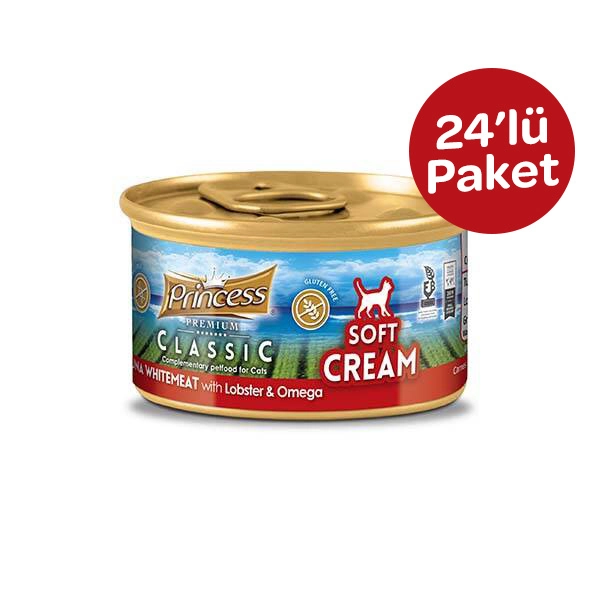 Princess Soft Cream Beyaz Ton Balığı ve Istakozlu Yetişkin Kedi Sıvı Krema 50 gr (24 adet) - 1