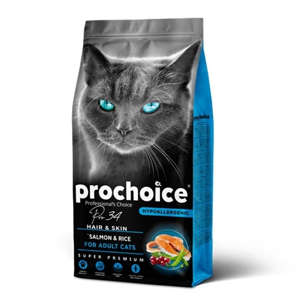 ProChoice 34 Hipoalerjenik Somonlu ve Pirinçli Düşük Tahıllı Yetişkin Kedi Maması 15 kg