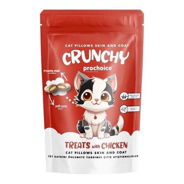 ProChoice Crunchy Skin&Coat Tüy Kaybını Önlemeye Yardımcı Tavuklu Kedi Ödül Maması 60gr - 1