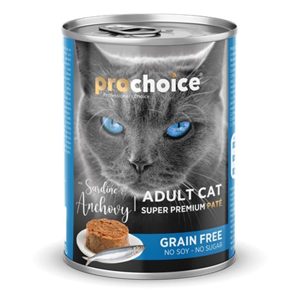 ProChoice Sardalyalı ve Hamsili Şekersiz Tahılsız Ezme Yetişkin Kedi Yaş Maması 400 g