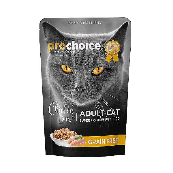 ProChoice Tavuklu ve Ciğerli Jöleli Tahılsız Yetişkin Kedi Yaş Maması 85 g