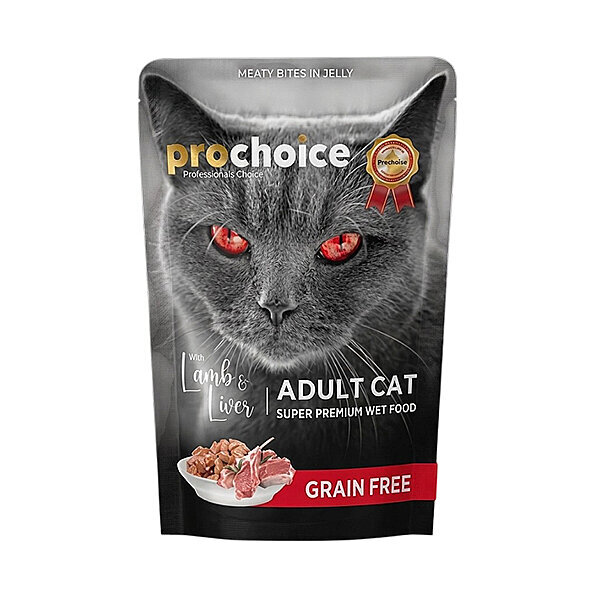 ProChoice Kuzu Etli ve Ciğerli Jöleli Tahılsız Yetişkin Kedi Yaş Maması 85 g