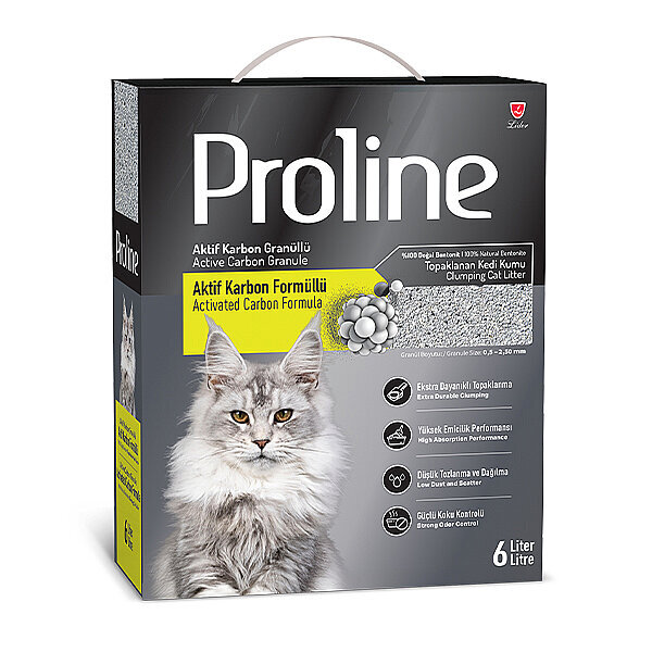 Proline Aktif Karbon Granüllü  Bentonit Kedi Kumu 6 L