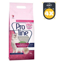 ProLine Bentotit Topaklaşan Baby Powder Kokulu Kedi Kumu 5 LT * 4 Adet
