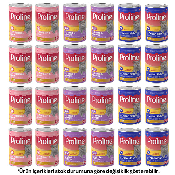 Proline Pate içinde Et Parçacıklı Karışık Kedi Yaş Maması 395 Gr X 24 Adet - 1