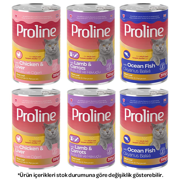 Proline Pate içinde Et Parçacıklı Karışık Kedi Yaş Maması 395 Gr X 6 Adet - 1