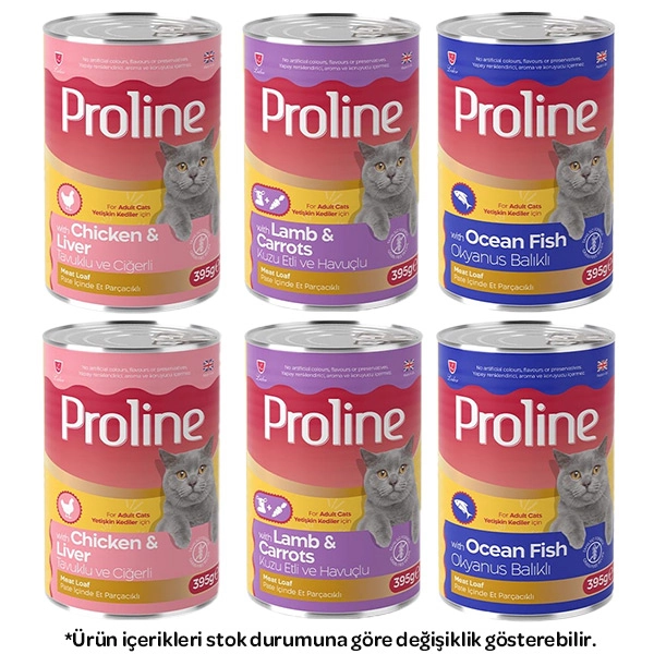 Proline Pate içinde Et Parçacıklı Karışık Kedi Yaş Maması 395 Gr X 6 Adet - 1