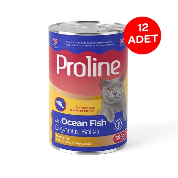 Proline Pate içinde Et Parçacıklı Okyanus Balıklı Yetişkin Kedi Maması 395 Gr X 12 Adet - 1
