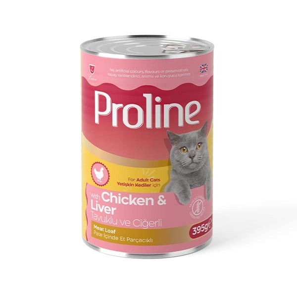 Proline Pate içinde Et Parçacıklı Tavuklu ve Ciğerli Yetişkin Kedi Maması 395 Gr - 1
