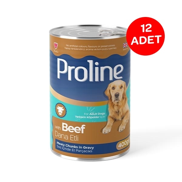 Proline Sos içinde Et Parçacıklı Dana Etli Yetişkin Köpek Maması 400 Gr X 12 Adet - 1
