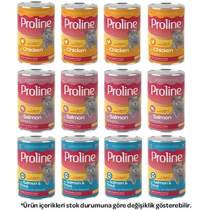 Proline Sos içinde Et Parçacıklı Karışık Kedi Yaş Maması 400 Gr X 12 Adet