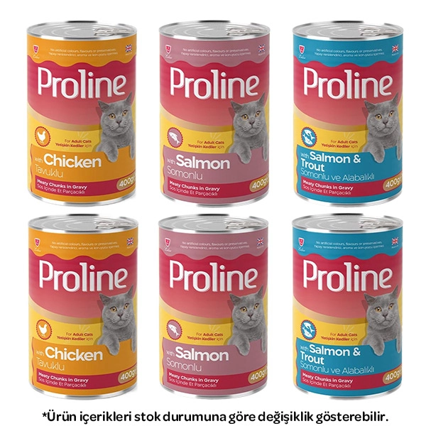 Proline Sos içinde Et Parçacıklı Karışık Kedi Yaş Maması 400 Gr X 6 Adet - 1