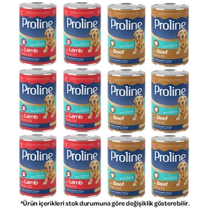 Proline Sos içinde Et Parçacıklı Karışık Köpek Yaş Maması 400 Gr X 12 Adet