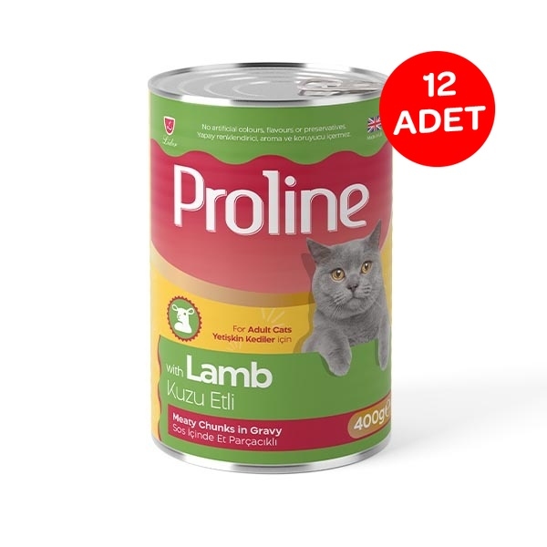 Proline Sos İçinde Et Parçacıklı Kuzu Etli Yetişkin Kedi Maması 400 Gr X 12 Adet - 1