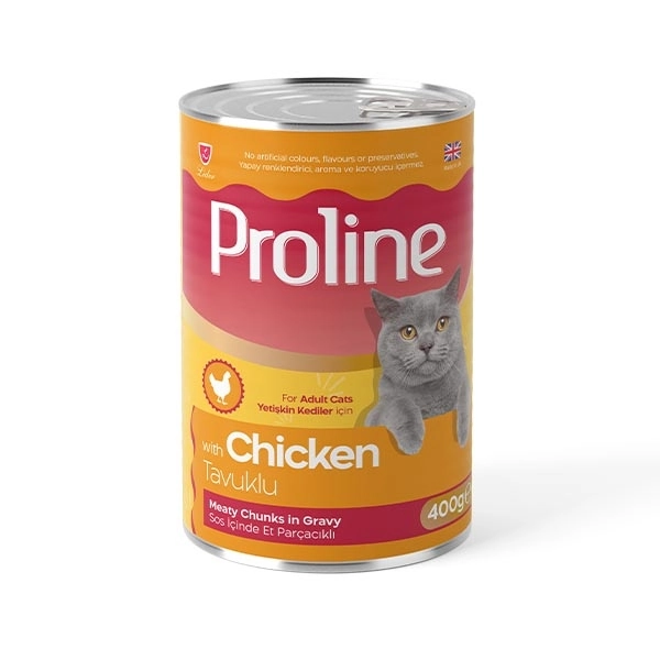 Proline Sos içinde Et Parçacıklı Tavuklu Yetişkin Kedi Maması 400 Gr - 1