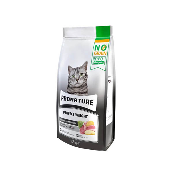 Pronature Tahılsız Kısırlaştırılmış Yetişkin Kuru Kedi Maması (Perfect Weight) Kuzu Etli Patatesli ve Enginarlı 1.5 kg - 1