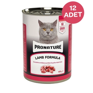 Pronature Tahılsız Kuzu Etli Ezme Yetişkin Kedi Konservesi 400 Gr x 12 Adet