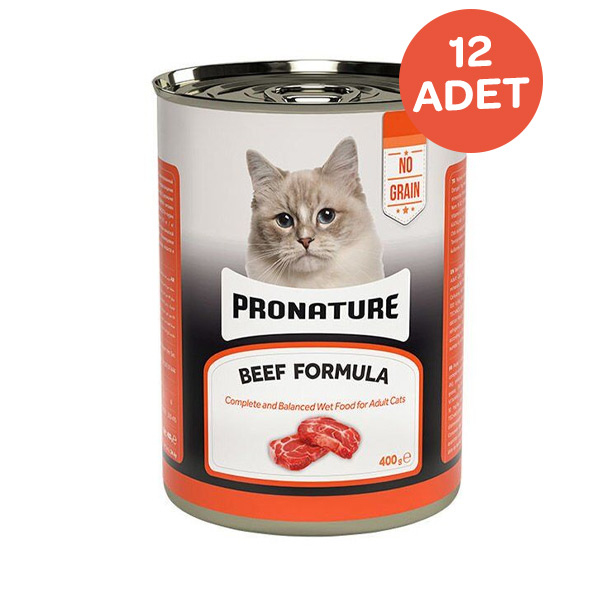 Pronature Tahılsız Sığır Etli Ezme Yetişkin Kedi Yaş Maması 400 Gr x 12 Adet - 1