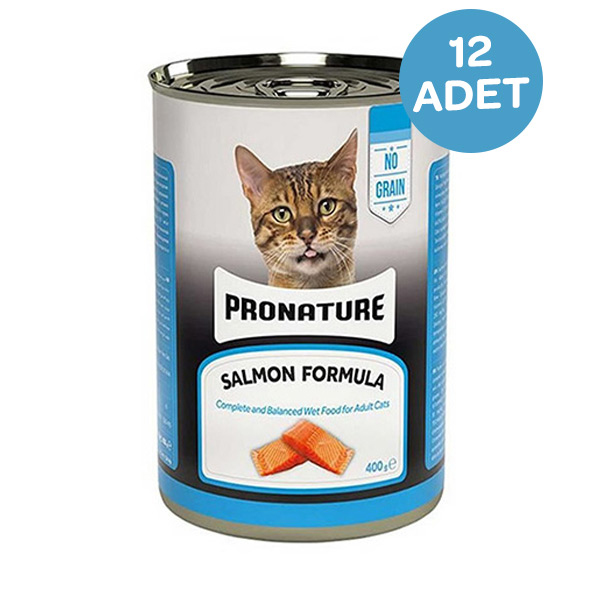 Pronature Tahılsız Somonlu Ezme Yetişkin Kedi Yaş Maması 400 Gr x 12 Adet - 1