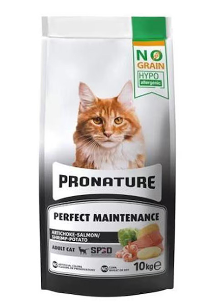 Pronature Tahılsız Yetişkin Kuru Kedi Maması Karidesli Somonlu & Patatesli ve Enginarlı  10KG - 1