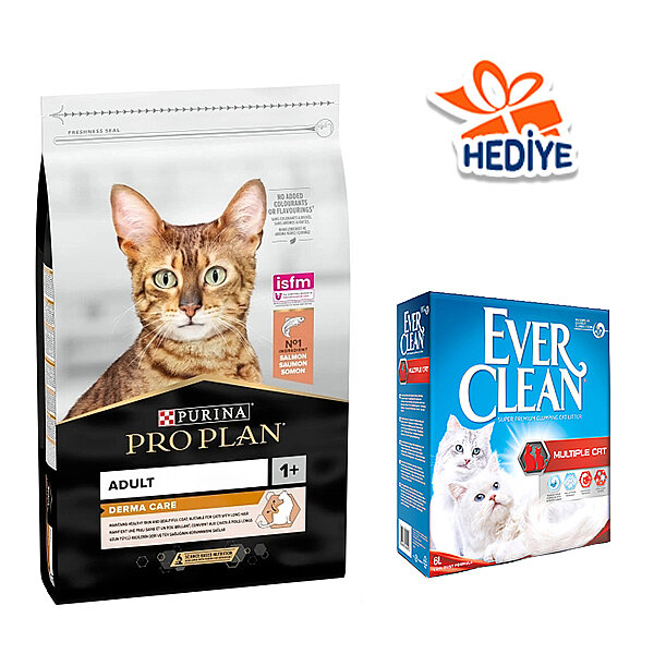 Pro Plan Derma Care Somonlu Tüy Yumağı Önleyici Yetişkin Kedi Maması 10 kg - 1