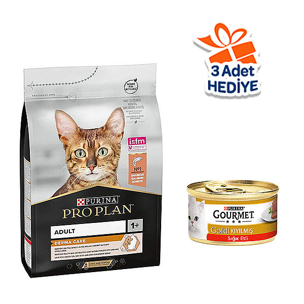 Pro Plan Derma Care Somonlu Tüy Yumağı Önleyici Yetişkin Kedi Maması 3 kg - 1